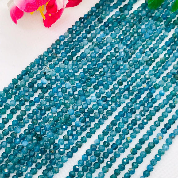 Pack of 5 Strand, Apatite Faceted 3MM Round, Perfect Round faceted Beads- , length 16