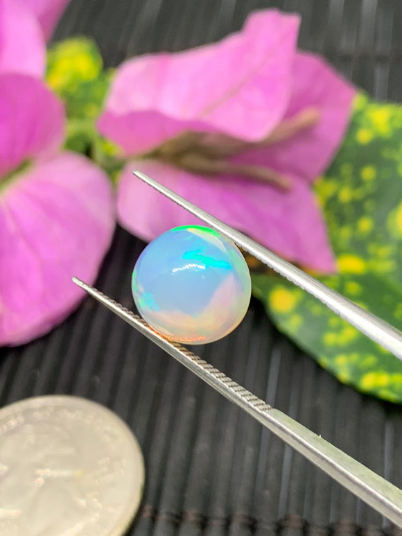 Ethiopian Opal Cabochon 9.5mm Size Code #ET29 - Weight 2.5 cts  AAA Quality Opal Cabochon - Natural Ethiopian Opal Cabs- Video Available