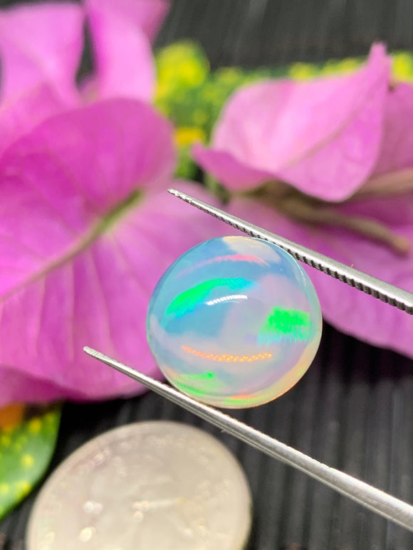 Ethiopian Opal Cabochon 12.50 mm Size Code #ET32 - Weight 5.5 cts  AAA Quality Opal Cabochon - Natural Ethiopian Opal Cabs- Video Available