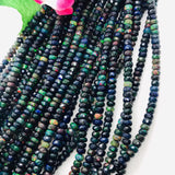 Black Ethiopian Opal 5 MM Faceted Rondelle (1/2 Strand length 8 Inch )- Ethiopian Opal Faceted Rondelles- AAA Quality Beads