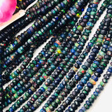 Black Ethiopian Opal 4.5 MM Faceted Rondelle (1/2 Strand length 8 Inch )- Ethiopian Opal Faceted Rondelles- AAA Quality Beads