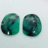 Emerald Rose Cut- Emerald Faceted Matching Pair shape - Size 24X19 MM , weight 25.5 ct . code #E1 , Emerald pair , origin Zambia