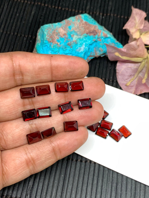 Garnet Faceted Rectangle 6x8 mm size - Code #G3 -Garnet Cut Stone -Natural Garnet Loose Stone - AAA Quality Stones- Pack of 4 Pieces