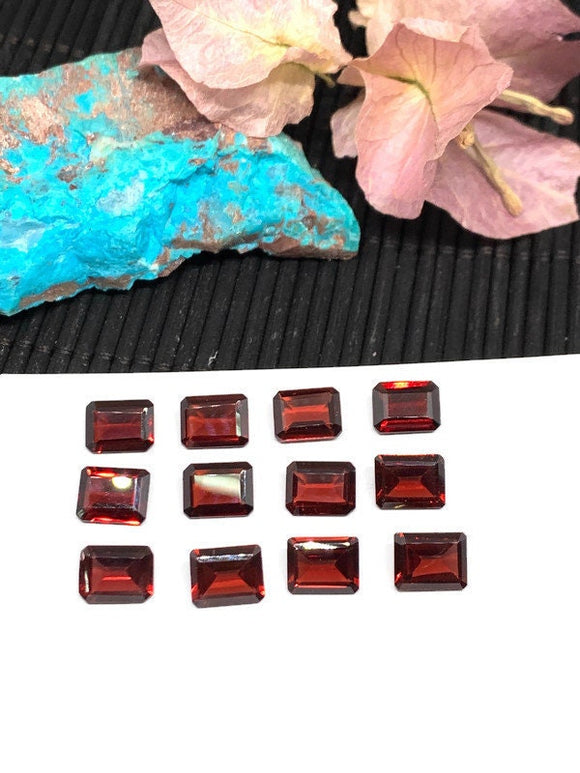 Garnet Octagon Faceted 7x9 mm size cut stone -Code #G21- Natural Garnet Loose Stone - AAA Quality Stones