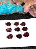 Garnet Pear Faceted 7x9 mm size Cut Stone - Code #G25 - Pack of 4 pcs -Natural Garnet Loose Stone - AAA Quality Stones