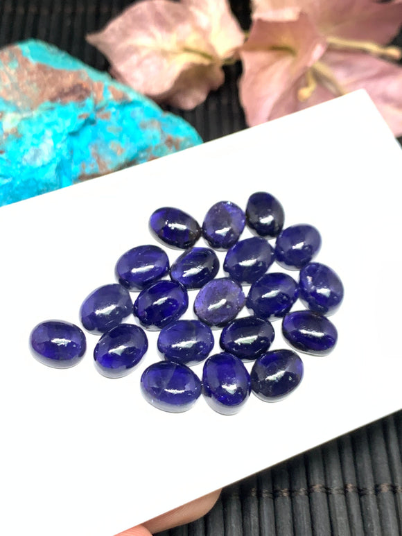 4 Pcs Iolite Oval Cabochon 7x9 mm size Code #i10 Very Dark Blue Color- AAA Quality  Natural Iolite Cabs  (Pack of 4 Pieces )