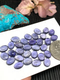 4 Pcs Iolite Oval Cabochon 7x9 mm size Light violet Color- AA Quality Natural Iolite Cabs (Pack of 4 Pieces )