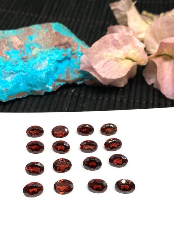 Garnet Oval Faceted 5x7mm size cut stone -Code #G19- Natural Mozambique Garnet Loose Stone - AAA Quality Stones- Pack of 8 Piece