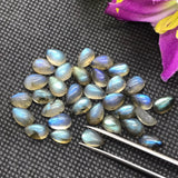 Labradorite Pear 7X10MM Cabs. Natural Blue Fire Cabs , Gemstone cabs pack of 8 pc , Gemstone cabs