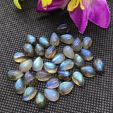 Labradorite Pear 5X8 MM Cabs. Natural Blue Fire Cabs , Gemstone cabs pack of 8 pc , Gemstone cabs