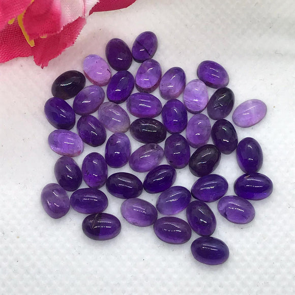 Amethyst 5X7MM Oval Cabochon , Loose gemstone cabs, Purple Amethyst, AAA Quality cabs, Pack of 8 Pcs.