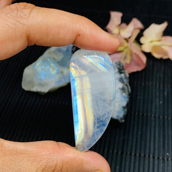 Moonstone Cabochon 50x21 mm Big Size Code S305 Weight 13 gm AAA Quality - Natural Rainbow Moonstone Cabochon Origin India