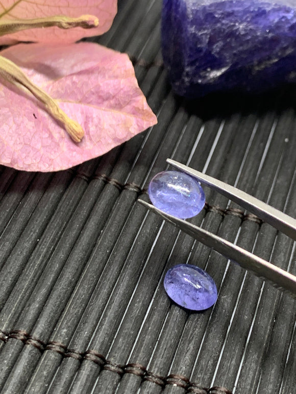 Matching Pair Tanzanite Cabochon 6x8 mm Calibrated Size Code #T58 Weight 3.5 carat -Good Quality Natural Tanzanite Cabs