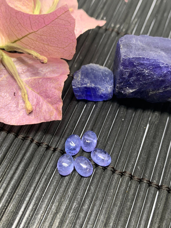 Pack of 5 Pcs Tanzanite Cabochon 5x7 mm Calibrated Size Code #T59 Weight 6 carat -Good Quality Natural Tanzanite Cabs