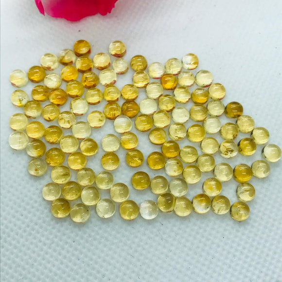 Citrine 7MM AA Quality Round Cabochons , yellow color cabs, Natural Citrine Cabs , Pack of 8 pcs