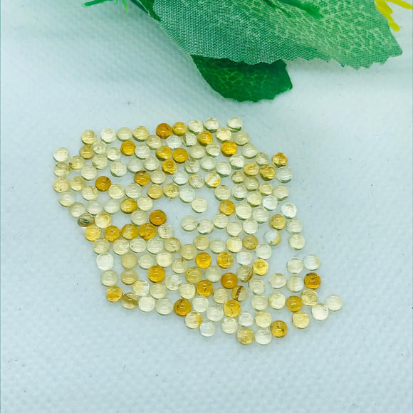 Citrine 3MM AA Quality Round Cabochons , yellow color cabs, Natural Citrine Cabs , Pack of 10 pcs