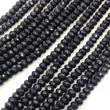 Blue Sapphire 5MM Faceted Roundel , length 15 Inch . Natural sapphire , dark Blue Sapphire . Precious stone , faceted roundel