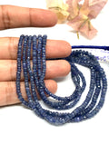 Blue Sapphire Faceted Roundel 2.5 - 5 MM Size Code #S4 Length 16 Inch- AAA Quality - Burma sapphire . Natural Blue sapphire