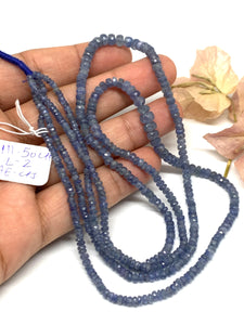 Blue Sapphire Faceted Roundel 2.5 - 4.5 MM Size Code #S2 Length 16 Inch- AA Quality - Burma sapphire . Natural Blue sapphire