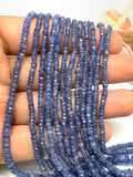 Blue Sapphire Faceted Roundel 2.50 -5 MM Size Code #S5 Length 16 Inch- AA Quality - Burma sapphire . Natural Blue sapphire