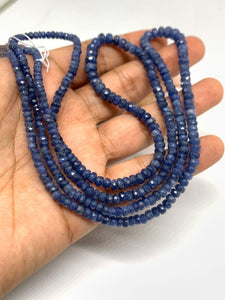 Blue Sapphire Faceted Roundel 3-6 MM Size Code #S6 Length 16 Inch- AA Quality - Burma sapphire . Natural Blue sapphire