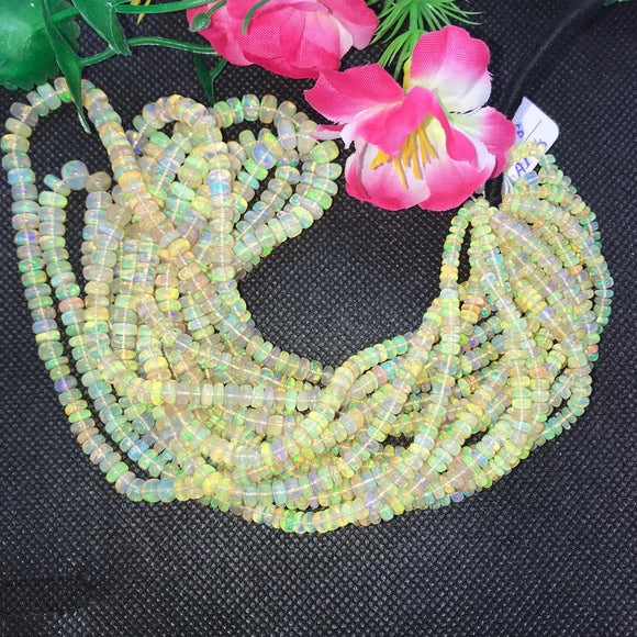 Ethiopian Opal Roundel Beads 4-6MM size, 16 Inch Strand, AAA Quality,- Ethiopian opal Roundel , code #6 , Video Available.