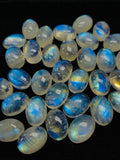 4 Pcs  Moonstone Oval Cabochon 10x14 mm - Code #MM2  Calibrated Size Pack of 4 Pcs. AAA+ Quality- Rainbow Moonstone Cabochon- Blue Fire