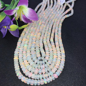 Ethiopian Opal Roundel Beads 4-6MM size, 16 Inch Strand, AAA Quality,- Ethiopian opal Roundel , code #8 , Video Available.