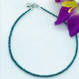 Blue Diamond Faceted, Diamond Beads AAA Quality , Length 7.5" Small size diamond 2-2.5mm ,Diamond Bracelet with 925 Silver clasp