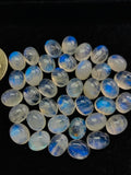 8X10MM Moonstone Oval Cabochon AAA Rainbow Moonstone Cabochon-Natural Untreated Strong Blue Fire- Rainbow (Pack of 6 Pc.)