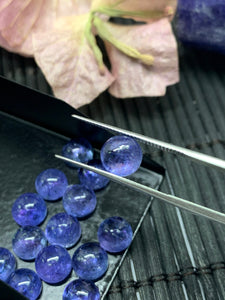 7mm Tanzanite Cabochon Round Calibrated Size Code #T133 -4A Quality Natural Tanzanite Cabs- Light Purple Color Tanzanites