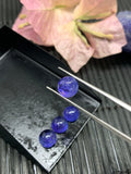 Pack of 4 Pcs 7mm Tanzanite Cabochon Round Calibrated, Quality Natural Tanzanite Cabs- Dark Blue Color Tanzanite