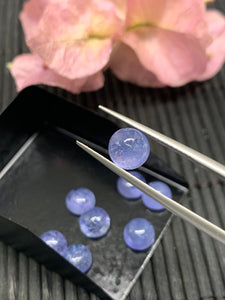 Pack of 2 pcs 7mm Tanzanite Cabochon Round Calibrated Size Code #T194 -AAA Quality Natural Tanzanite Cabs- Tanzanite loose stone