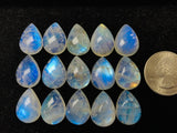 7X10 mm Moonstone Pear Cabochon Pack of 6 Pcs AAA Quality -Rainbow Moonstone Cabochon-Natural Untreated