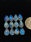 9x13 mm Moonstone Pear Cabochon Pack of 4 Pcs Code #MM10 AAA+ Quality -Rainbow Moonstone Cabochon-Natural Untreated