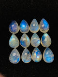 9x13 mm Moonstone Pear Cabochon Pack of 4 Pcs Code #MM10 AAA+ Quality -Rainbow Moonstone Cabochon-Natural Untreated