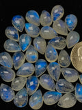 9X13MM Moonstone Pear Cabochon  AAA Quality  Rainbow Moonstone Cabochon-Natural Untreated, Pack of 2 Pc