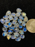 Moonstone Pear Cabochon 7X10 MM , Pack of 6 Pc. Good Quality Cabochons , origin India . AAA Good Quality cabs.