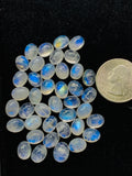 7X9MM Moonstone Oval AAA Rainbow Moonstone Cabochon-Natural Untreated Strong Blue Fire- Rainbow (Pack of 8 Pc.)