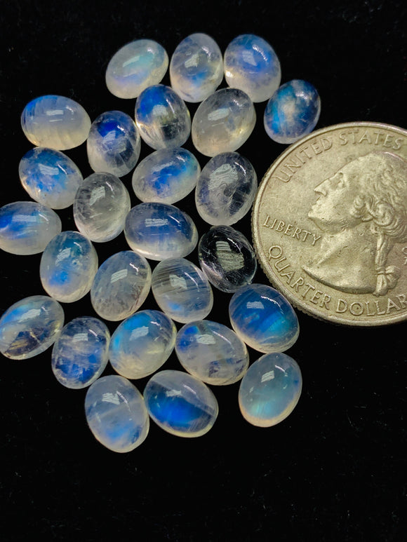 Moonstone 6X8 MM Oval Cabs , Pack of 6Pcs. AAA quality cabochon. loose gemstone. Loose cabochon code