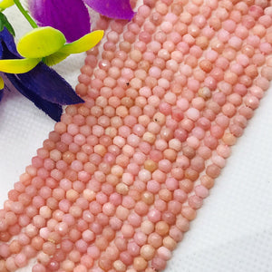 Peruvian Pink Opal Faceted Rondelles 4 MM mm size, Super Quality , Natural Peruvian Pink Opal beads