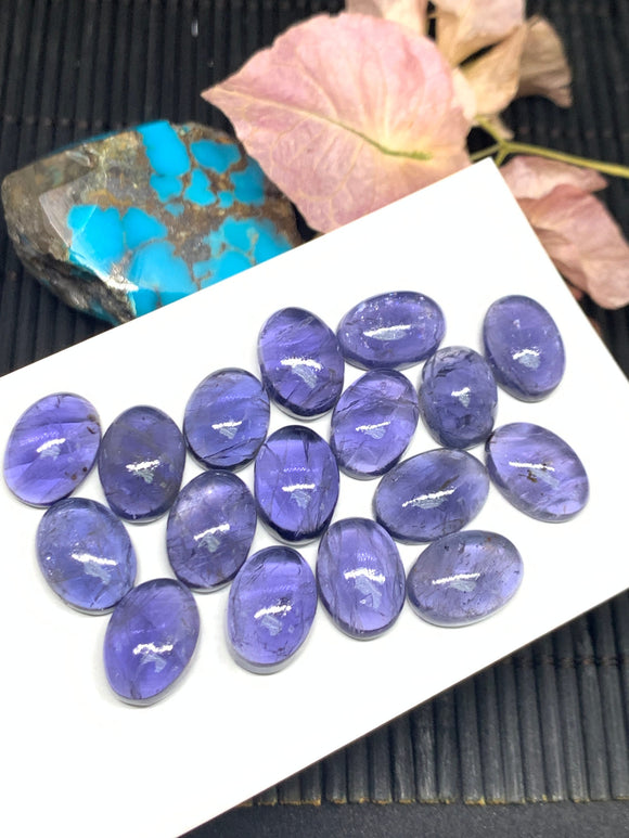 Iolite Oval Cabochon 10x14 mm size Code #i28  Blue Color- AA Quality  Natural Iolite Cabs  (Pack of 1 Piece )