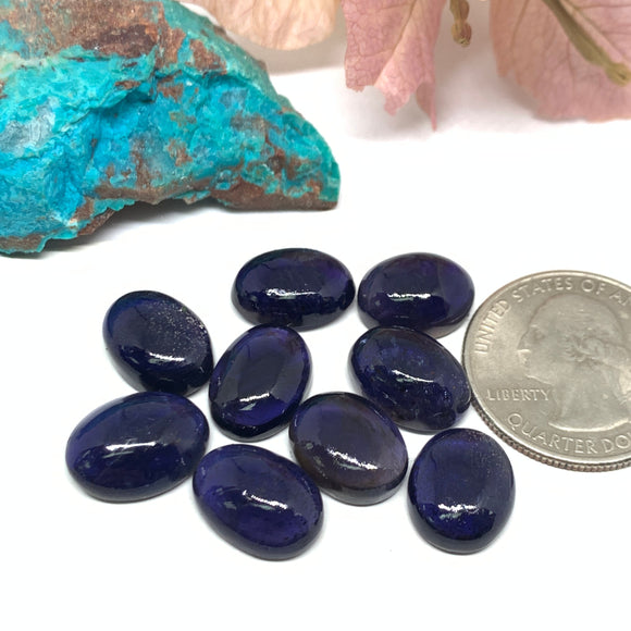 Iolite Cabochon 14x10mm size Code #i67 Dark Blue Color - AA Quality- Iolite Oval Cabochon- Natural Iolite Cabs( Pack of 1 Piece)