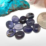 10 Pcs Iolite Cabochon 9x11 mm size Code #i73 - A Quality- Iolite Oval Cabochon- Natural Iolite Cabs( Pack of 10 Piece)