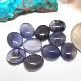 10 Pcs Iolite Cabochon 9x11 mm size Code #i73 - A Quality- Iolite Oval Cabochon- Natural Iolite Cabs( Pack of 10 Piece)