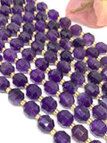 Amethyst Faceted Barrel Beads  7x8 mm size 39 cm Strand AAA Quality - Natural Amethyst Faceted Nugget Beads