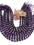 Amethyst Faceted Barrel Beads 7x8 mm size 39 cm Strand AAA Quality - Natural Amethyst Faceted Nugget Beads