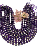 Amethyst Faceted Barrel Beads  7x8 mm size 39 cm Strand AAA Quality - Natural Amethyst Faceted Nugget Beads