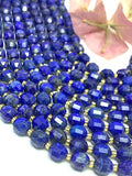 Lapis Faceted Barrel Beads  7x8 mm size 39 cm Strand AAA Quality - Natural Lapis Faceted Nugget Beads