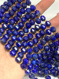 Lapis Faceted Barrel Beads  7x8 mm size 39 cm Strand AAA Quality - Natural Lapis Faceted Nugget Beads